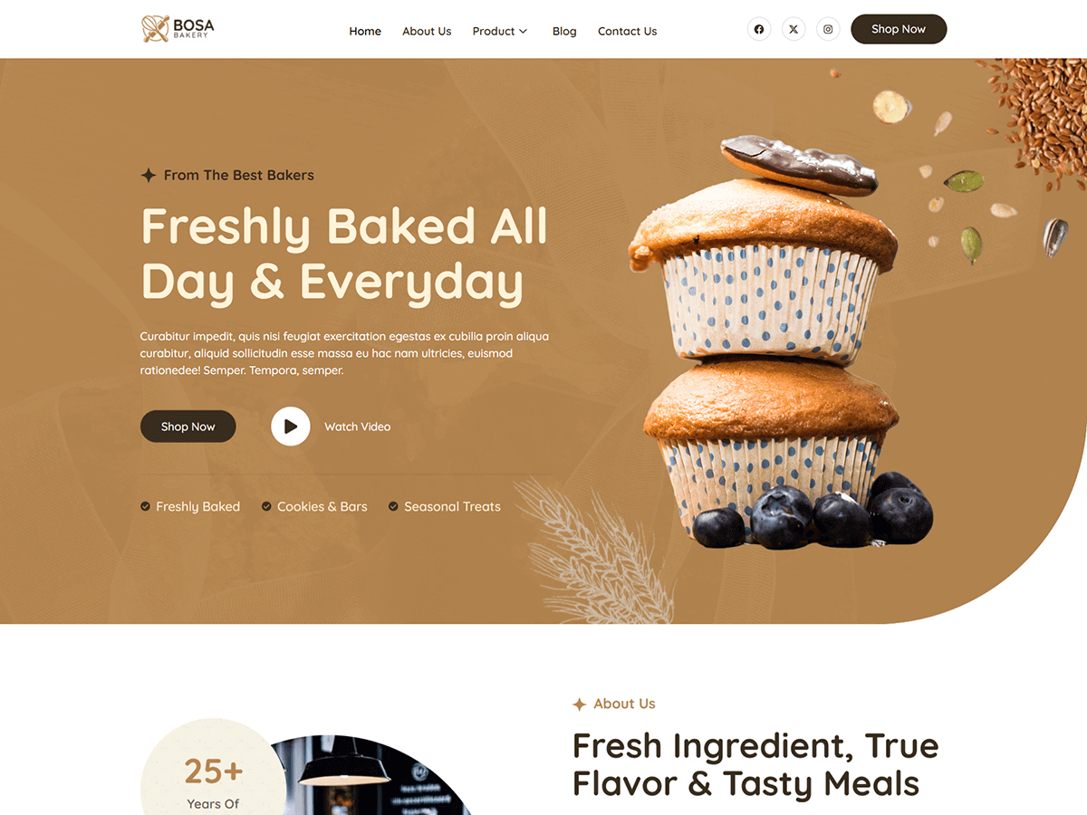 Bosa Bakery theme screenshot