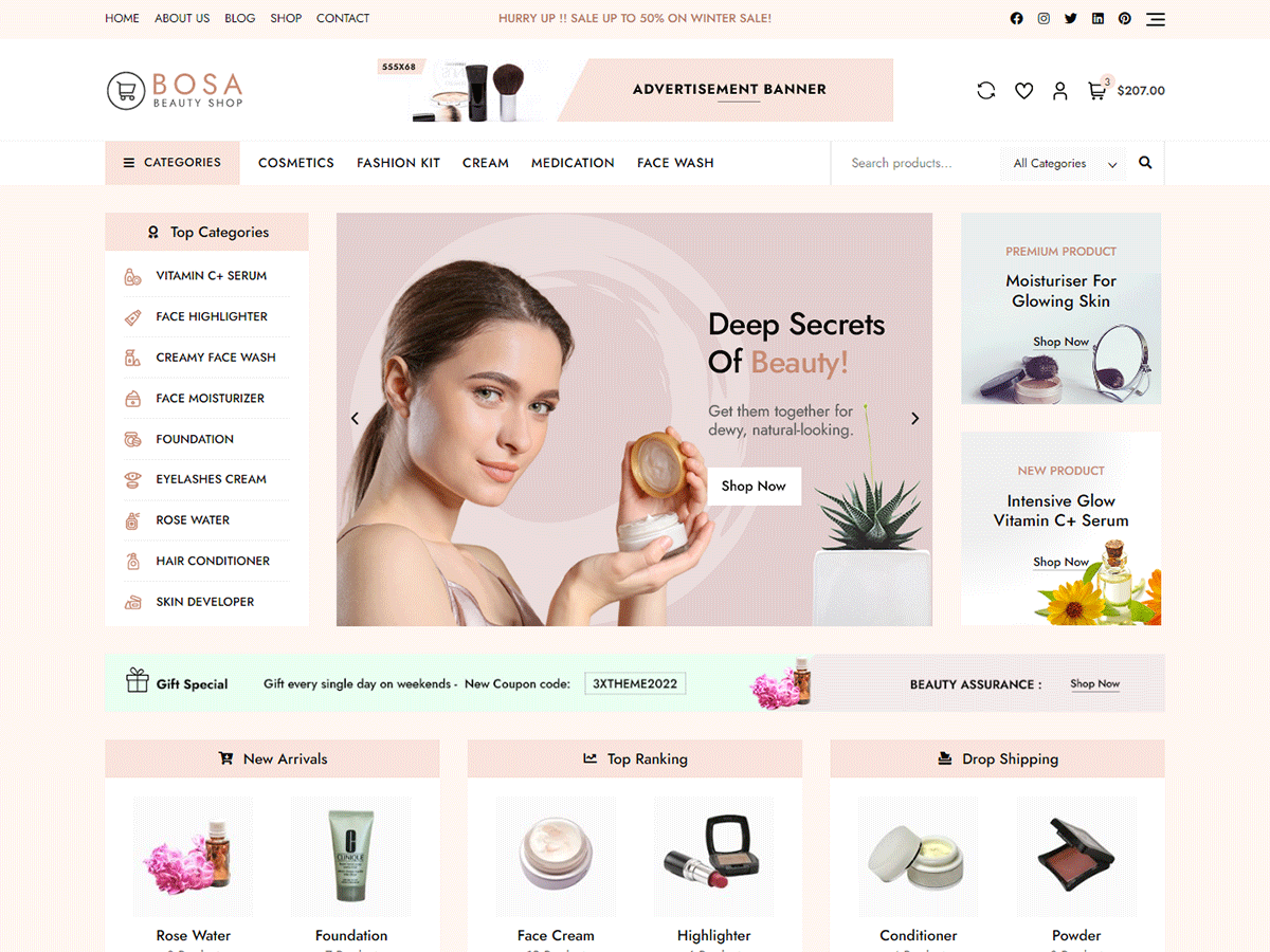 Bosa Beauty Shop theme screenshot