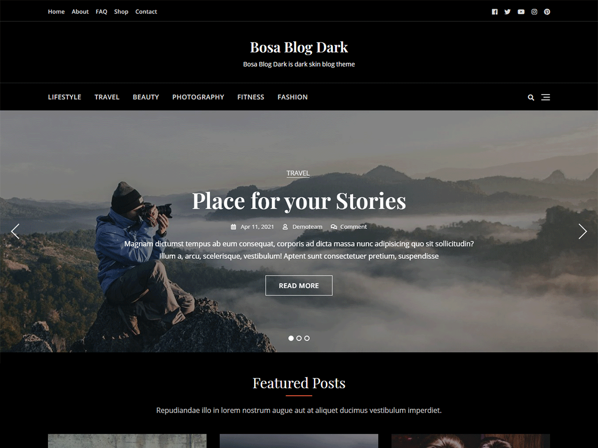 Bosa Blog Dark theme screenshot