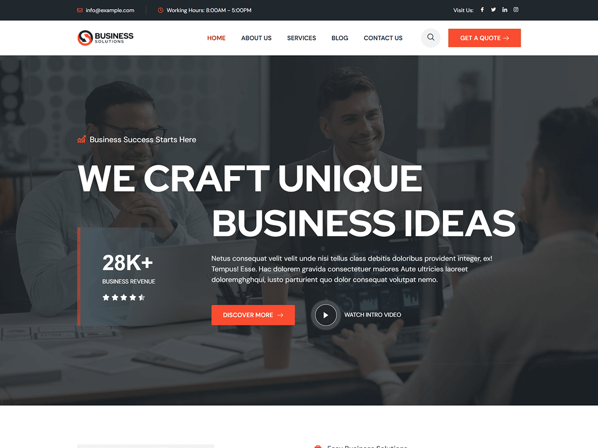 Bosa Business Solutions theme screenshot