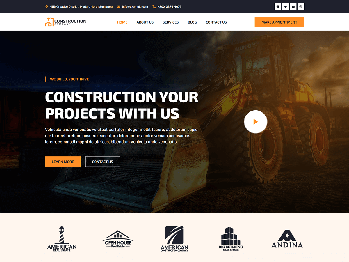 Bosa Construction Company theme screenshot