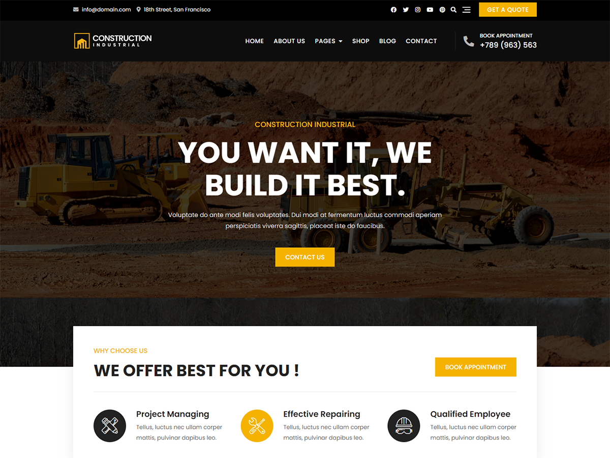 Bosa Construction Industrial theme screenshot