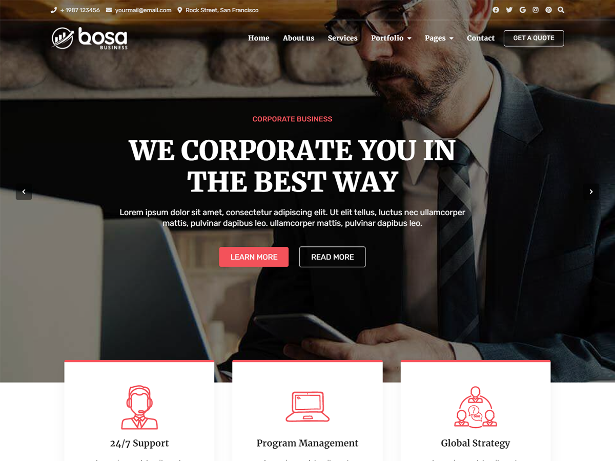 Bosa Corporate Business theme screenshot