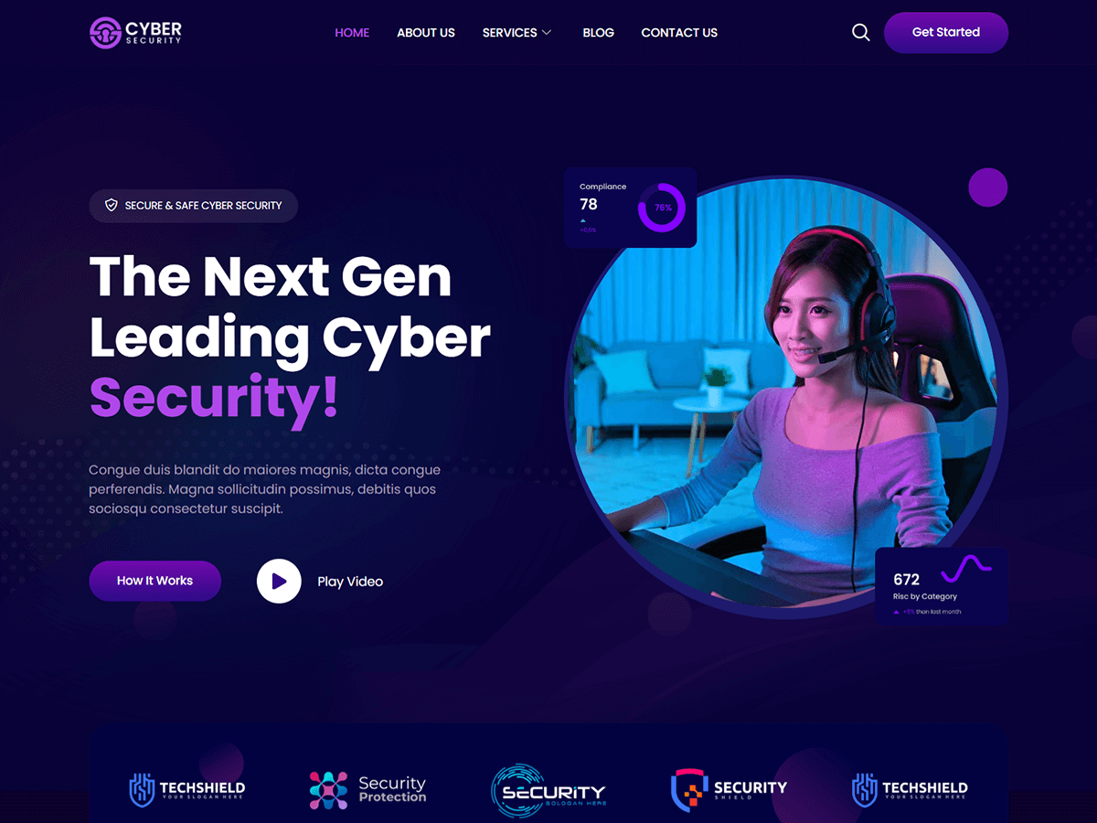 Bosa Cyber Security theme screenshot
