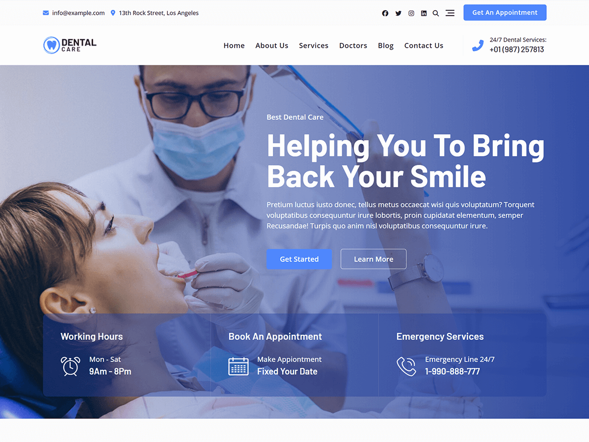 Bosa Dental Care theme screenshot