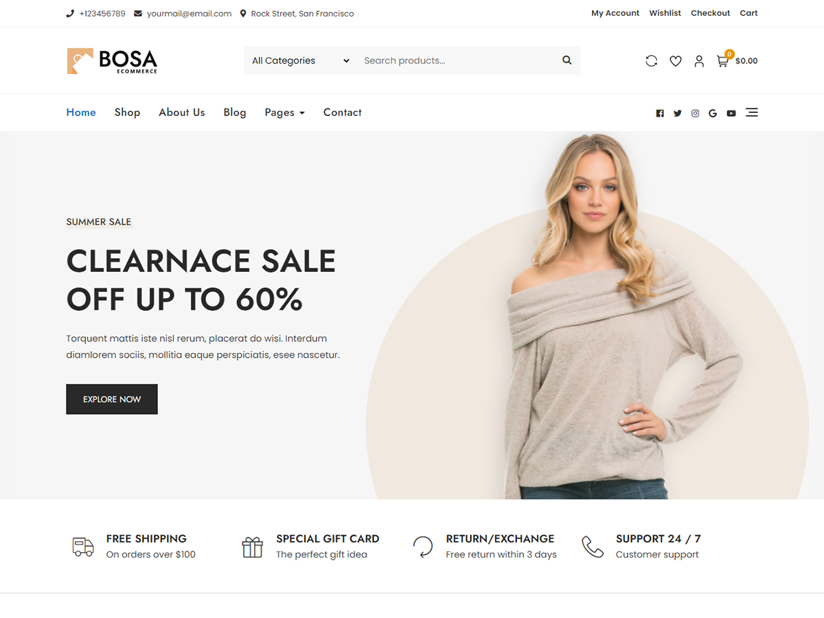 Bosa Ecommerce theme screenshot