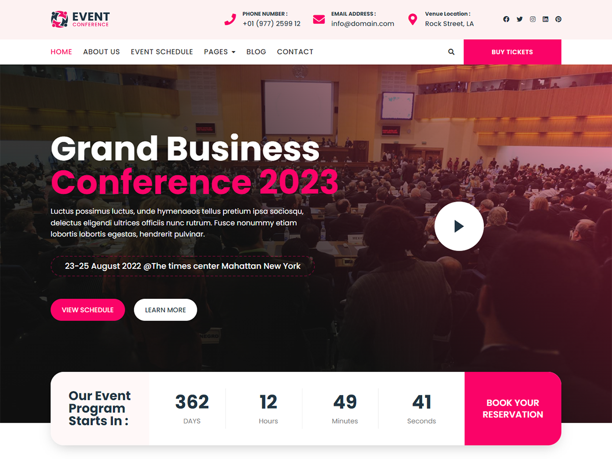 Bosa Event Conference theme screenshot