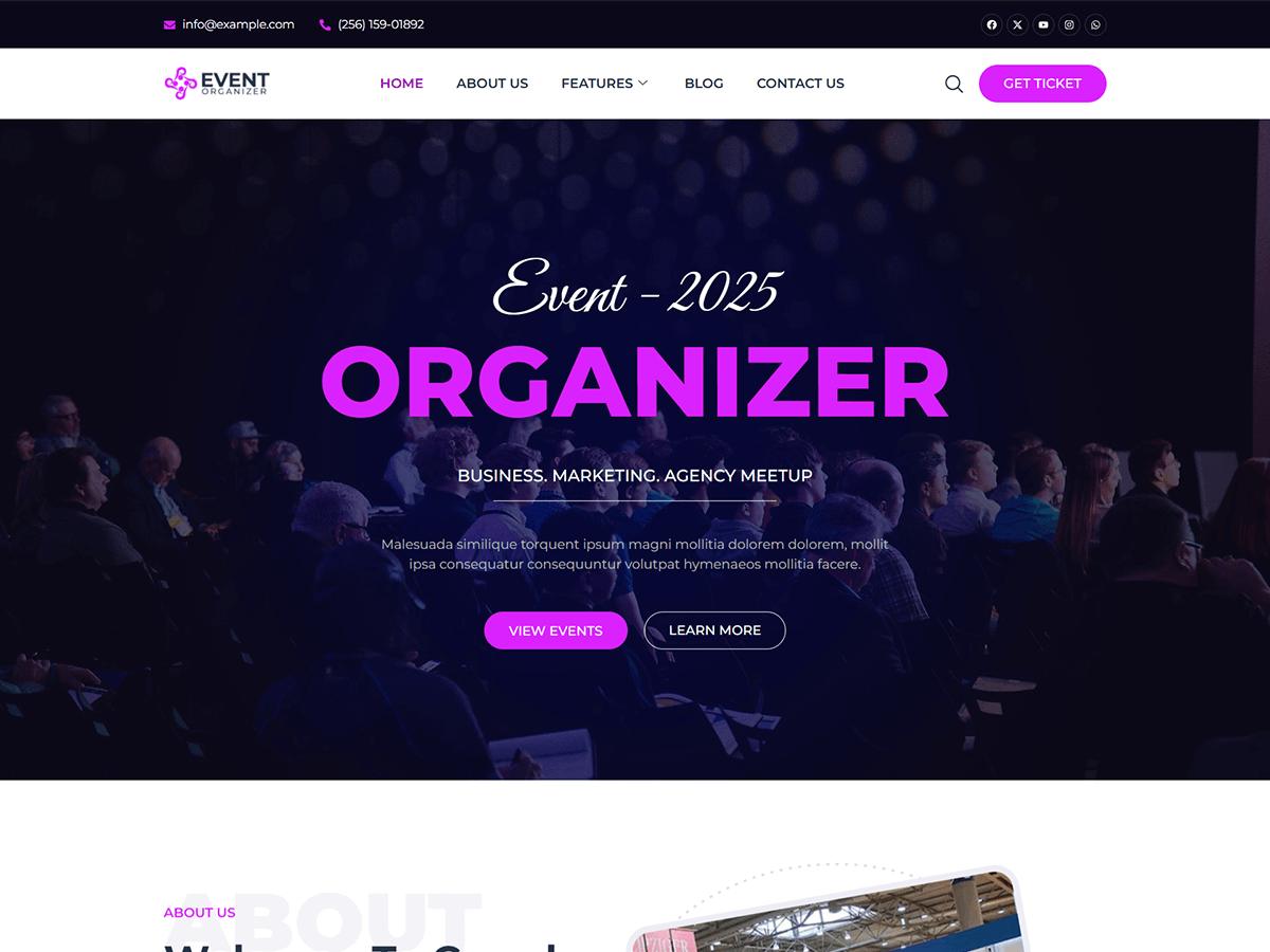 Bosa Event Organizer theme screenshot