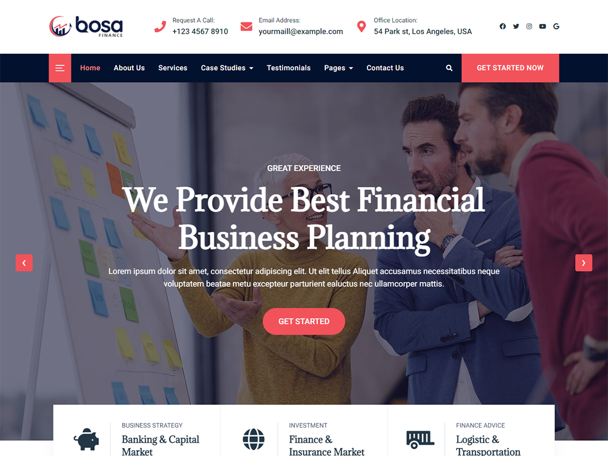 Bosa Finance theme screenshot
