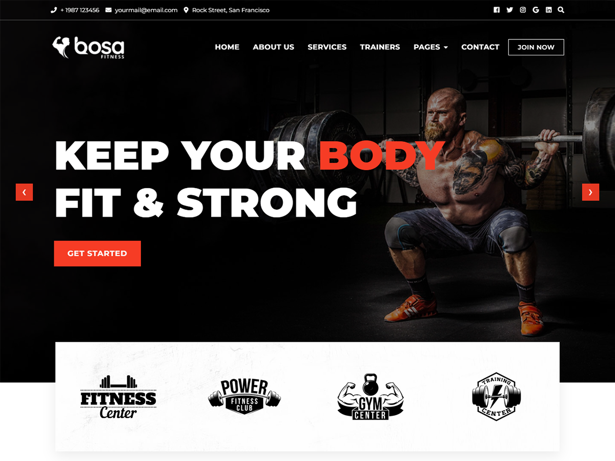 Bosa Fitness theme screenshot