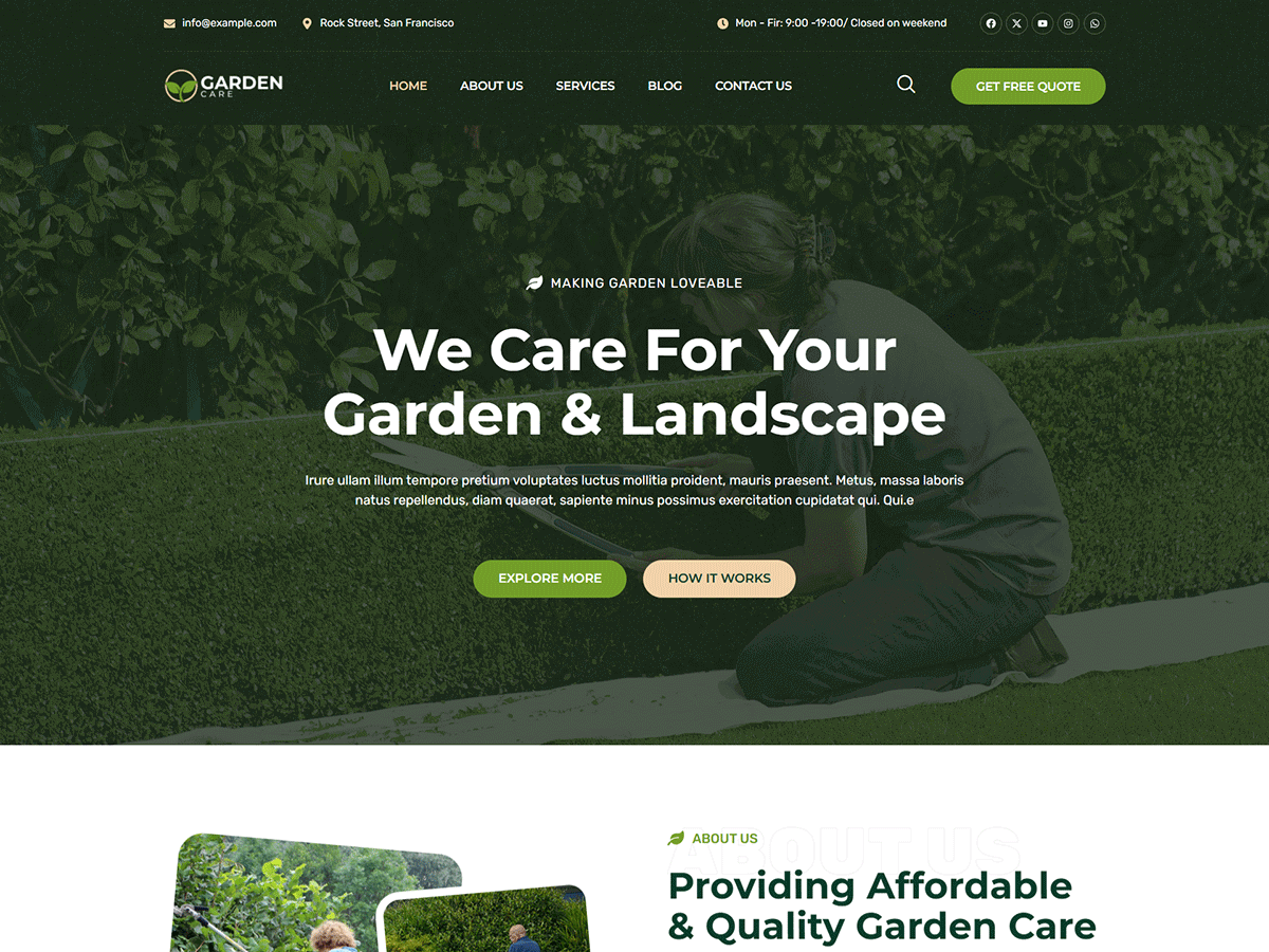 Bosa Garden Care theme screenshot