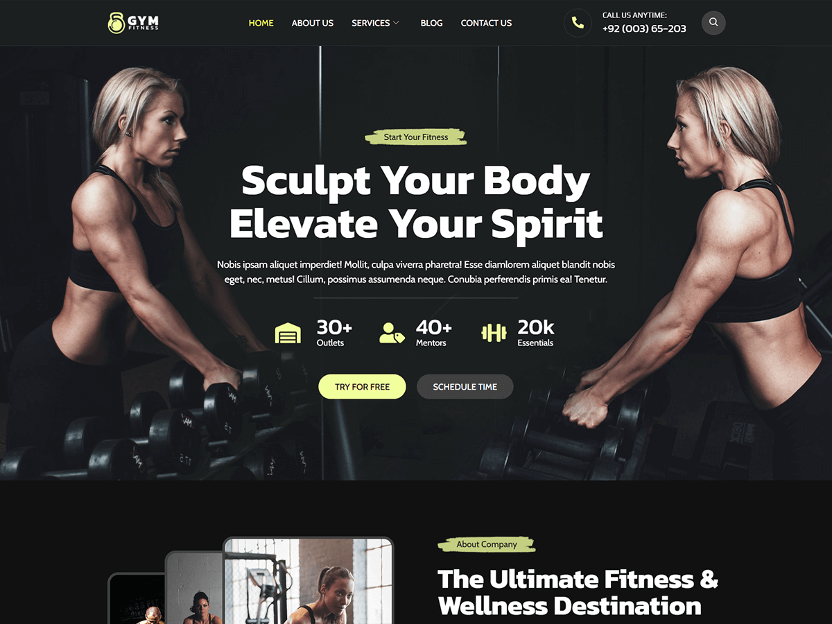 Bosa Gym Fitness theme screenshot