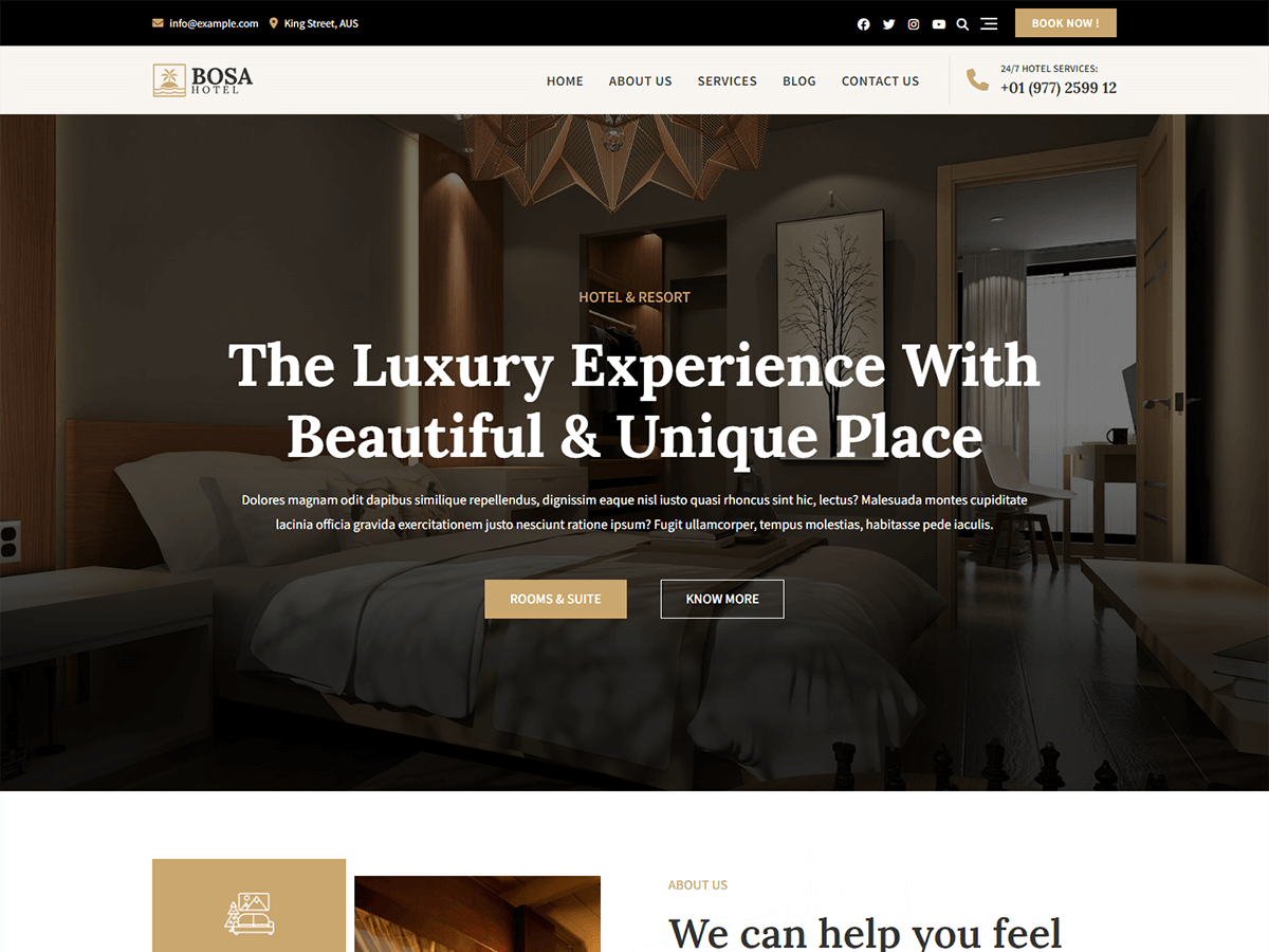Bosa Hotel theme screenshot