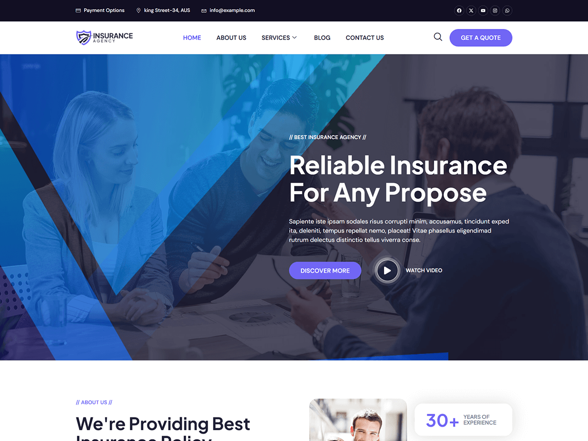 Bosa Insurance Agency theme screenshot