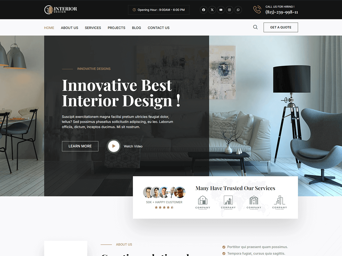 Bosa Interior Design theme screenshot