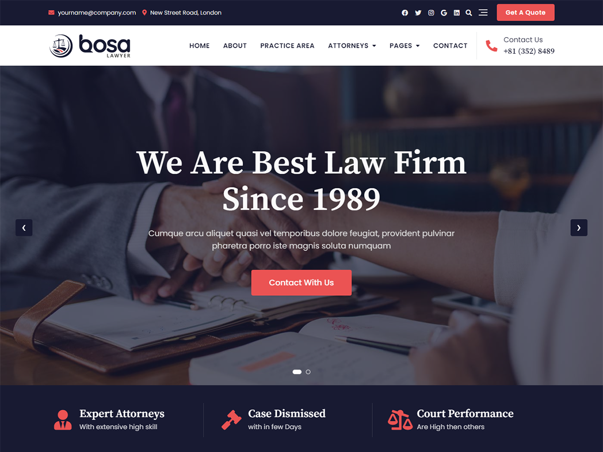Bosa Lawyer theme screenshot