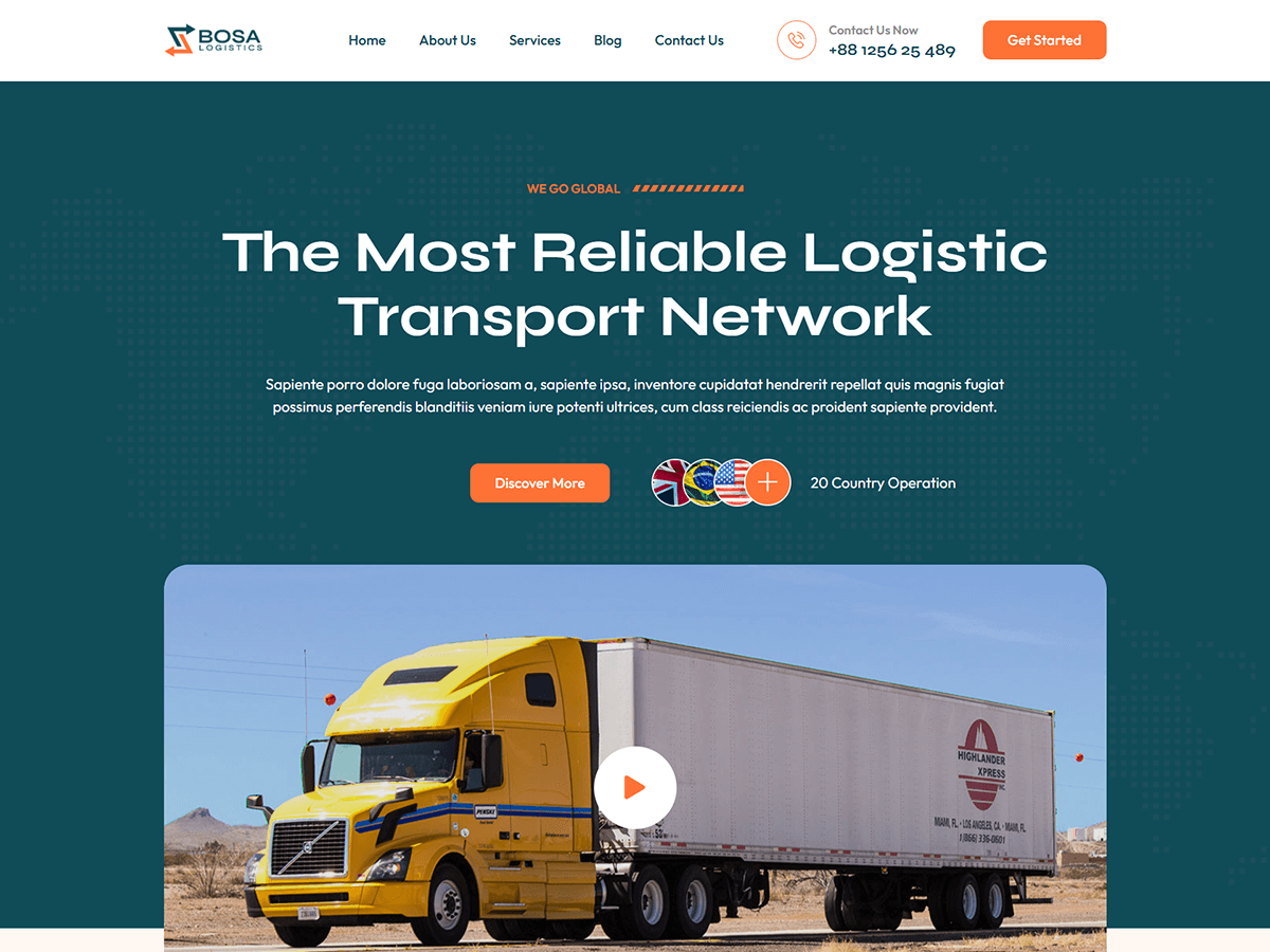 Bosa Logistics theme screenshot
