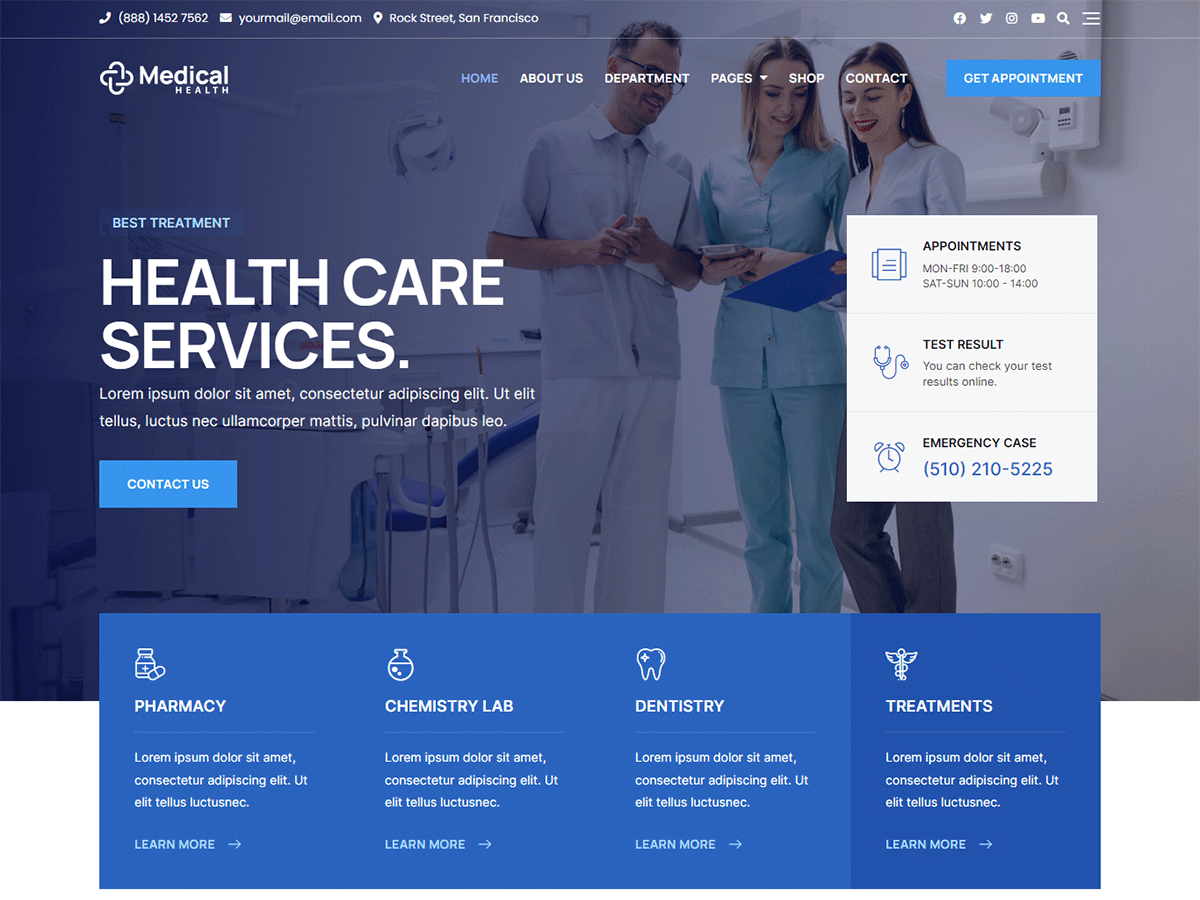 Bosa Medical Health theme screenshot