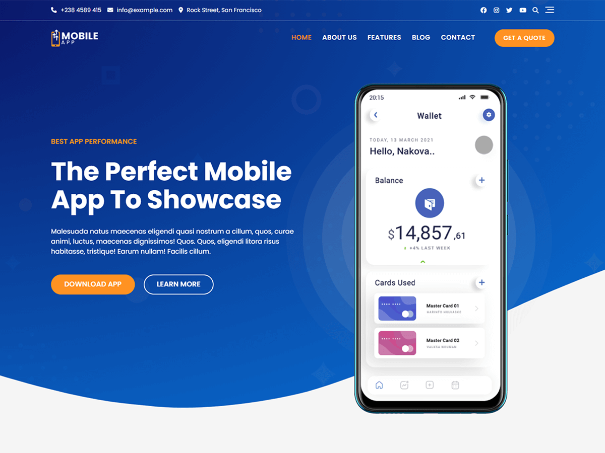 Bosa Mobile App theme screenshot