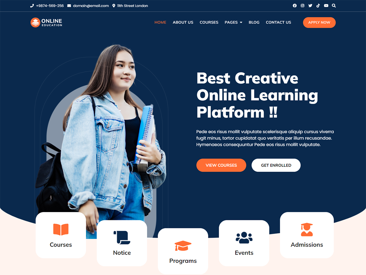 Bosa Online Education theme screenshot