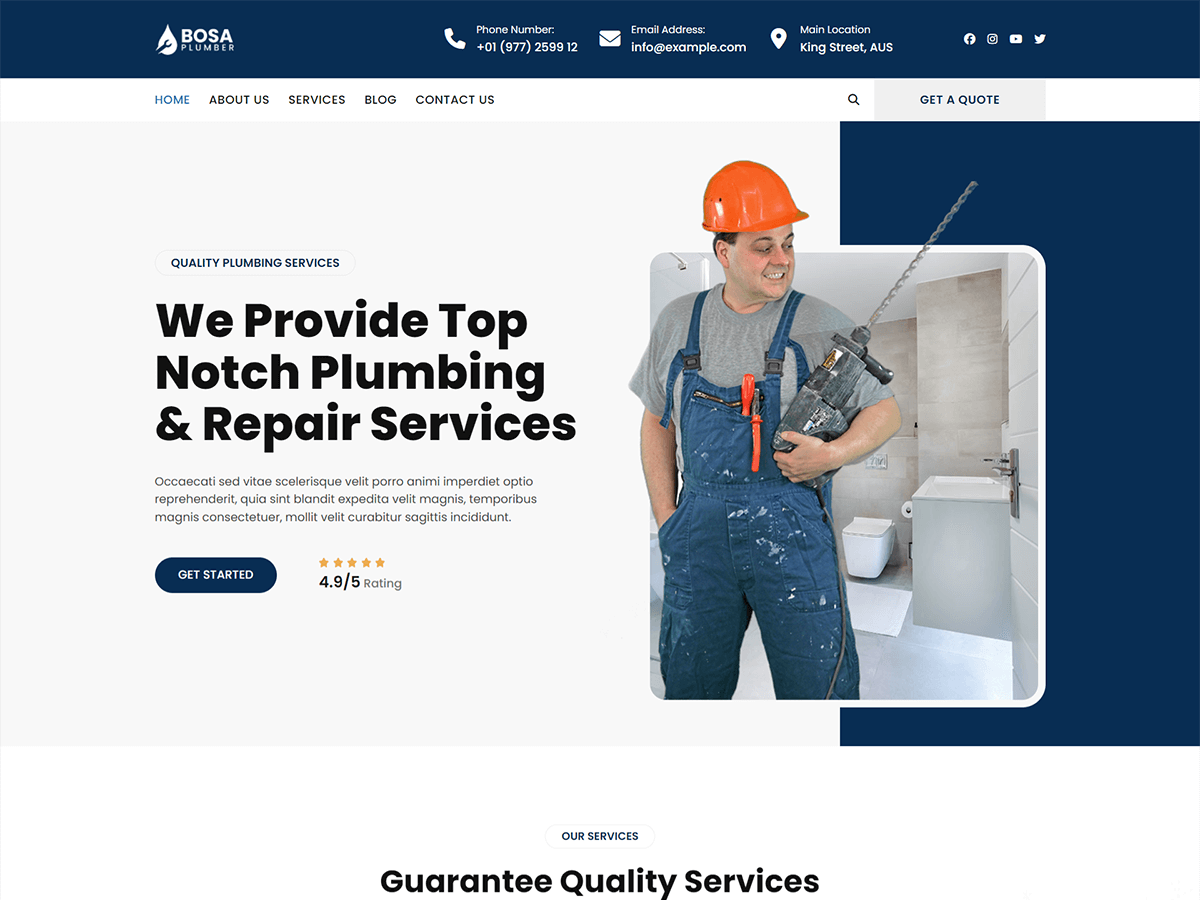 Bosa Plumber theme screenshot