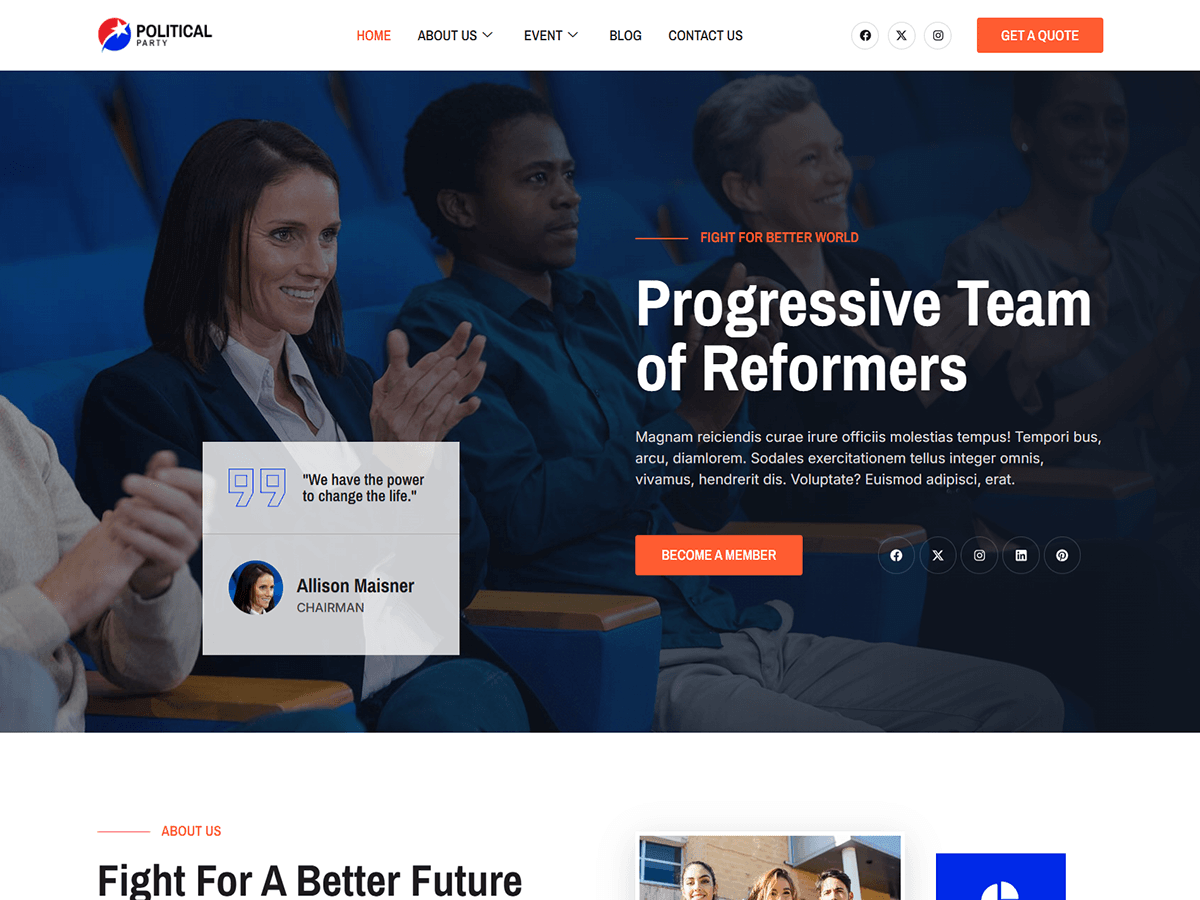 Bosa Political Party theme screenshot