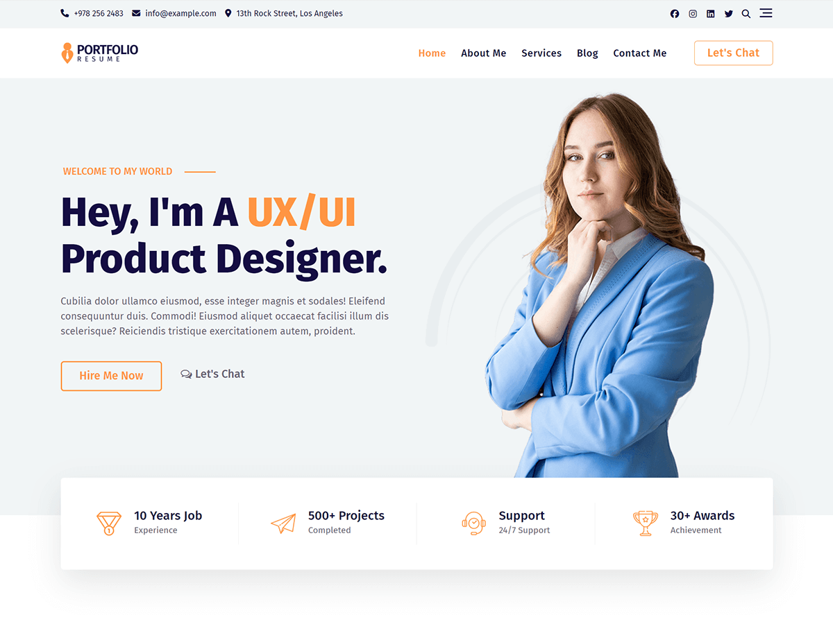 Bosa Portfolio Resume theme screenshot
