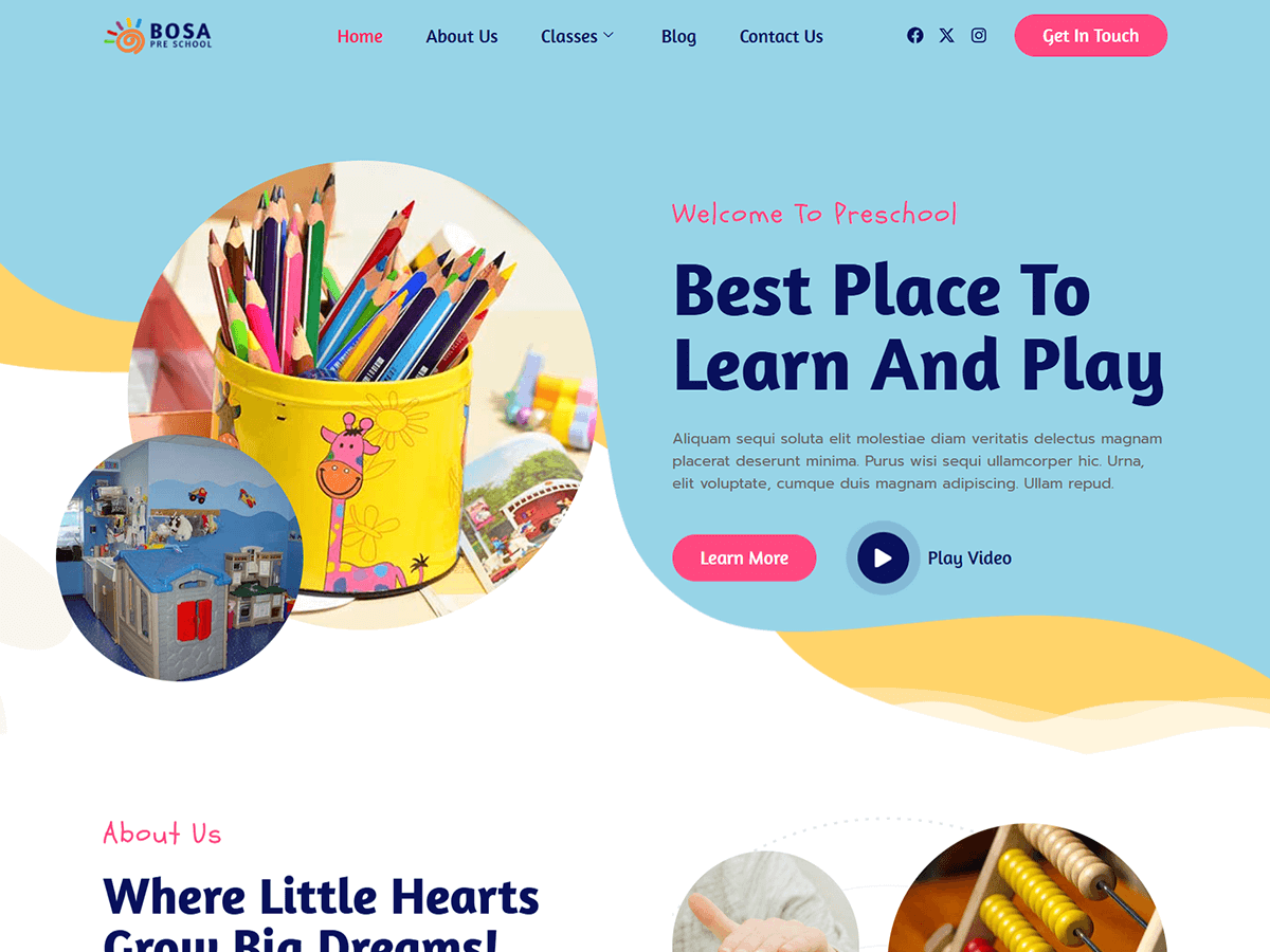 Bosa Preschool theme screenshot