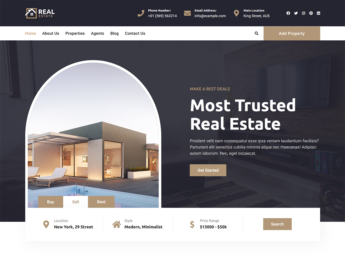 Bosa Real Estate theme screenshot