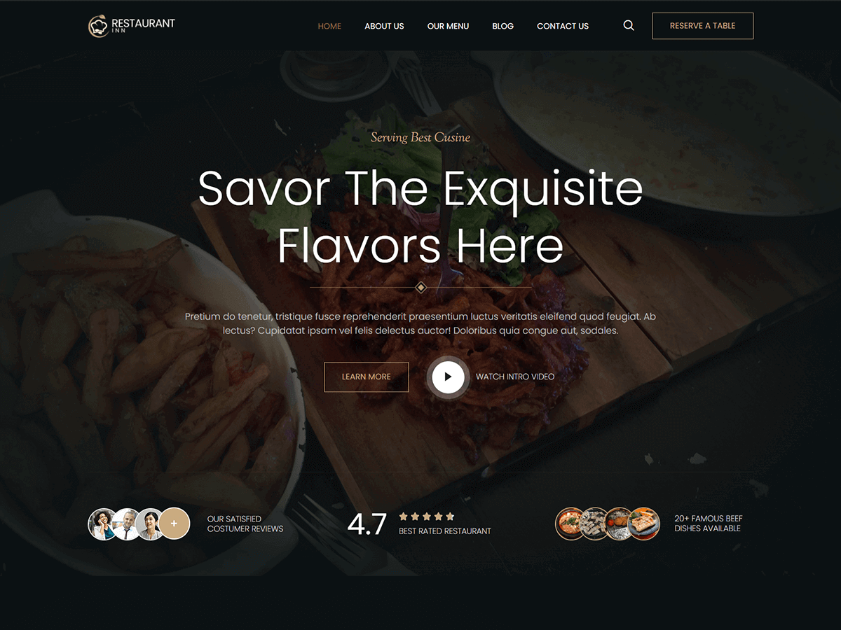 Bosa Restaurant Inn theme screenshot