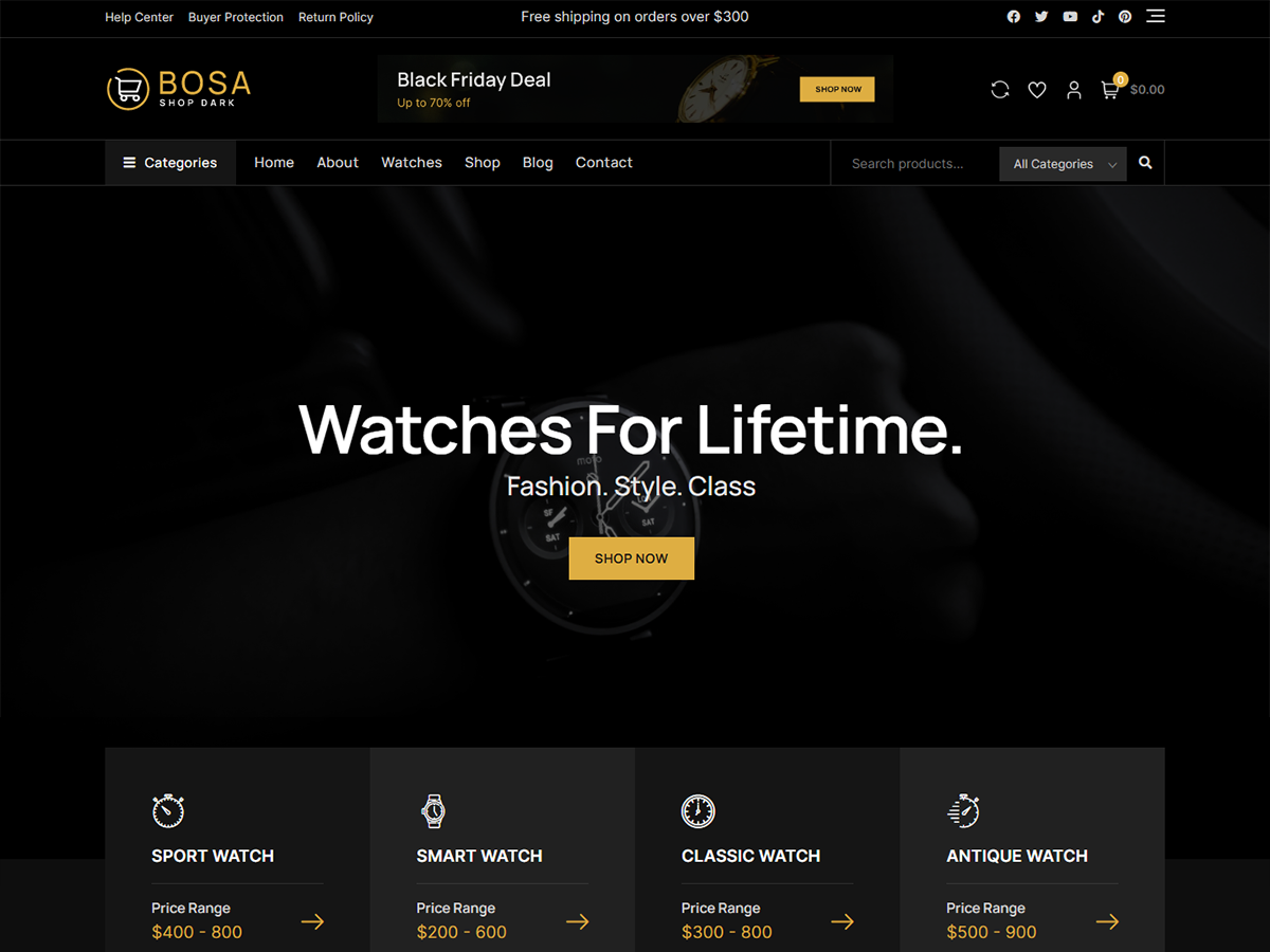 Bosa Shop Dark theme screenshot