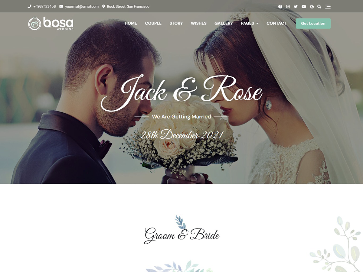 Bosa Wedding theme screenshot