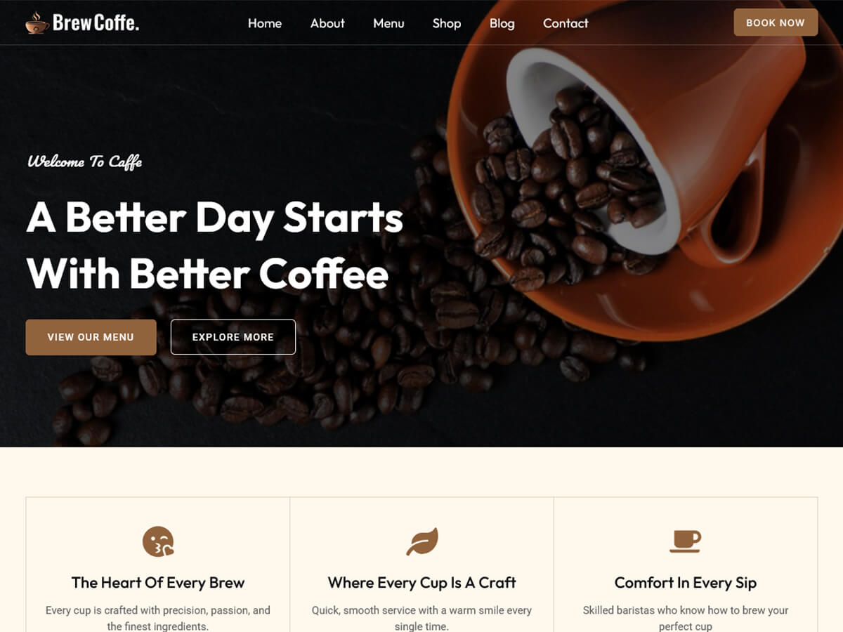 Brewcoffee Shop theme screenshot