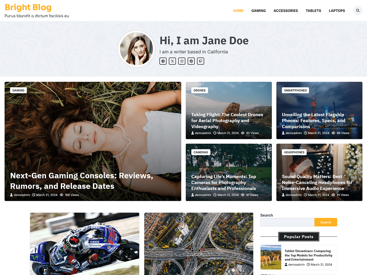 Bright Blog theme screenshot