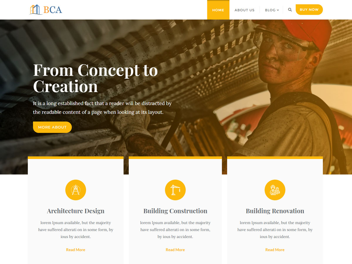 Building Construction Architecture theme screenshot