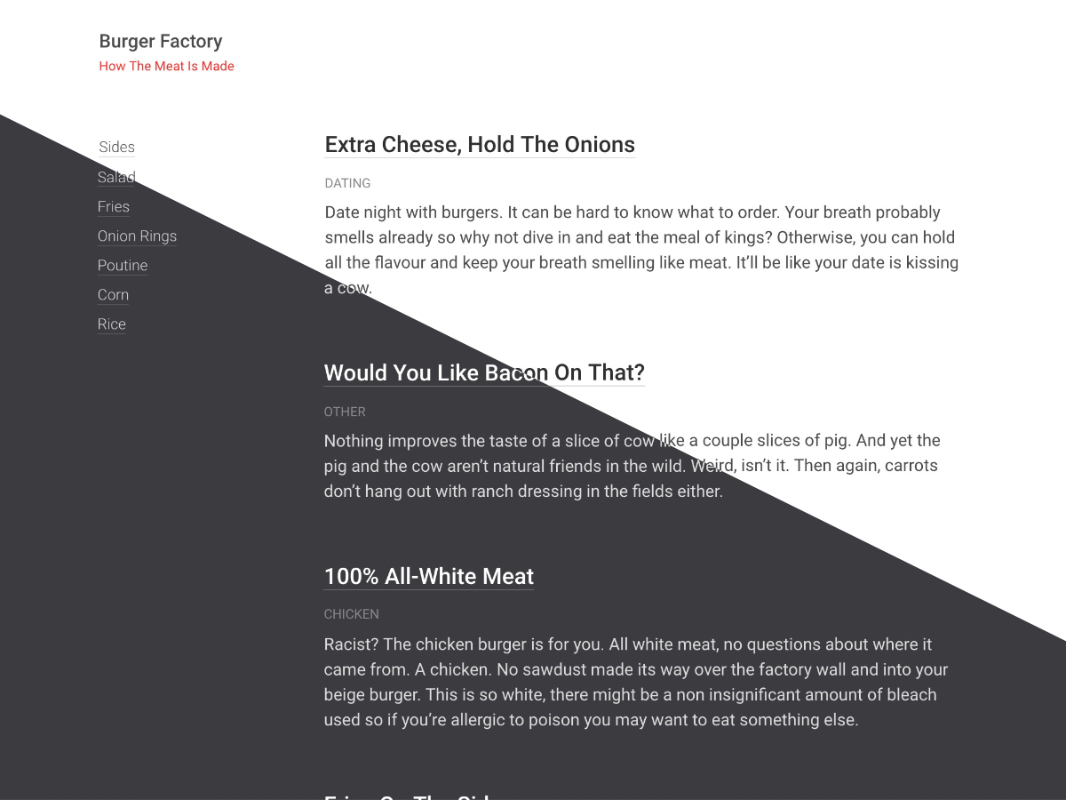 Burger Factory theme screenshot