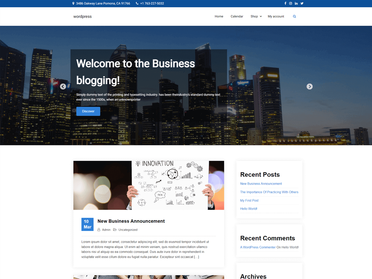 Business Blogging theme screenshot