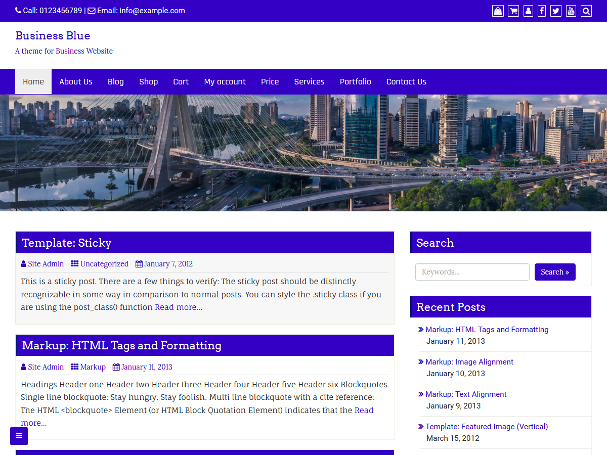 Business Blue theme screenshot