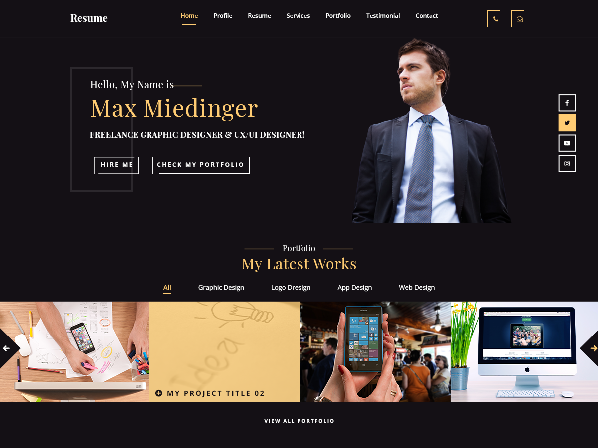 Business Card Resume theme screenshot