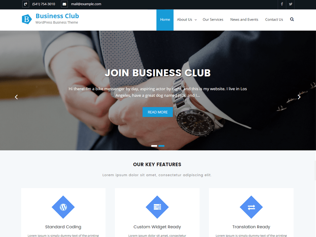 Business Club theme screenshot