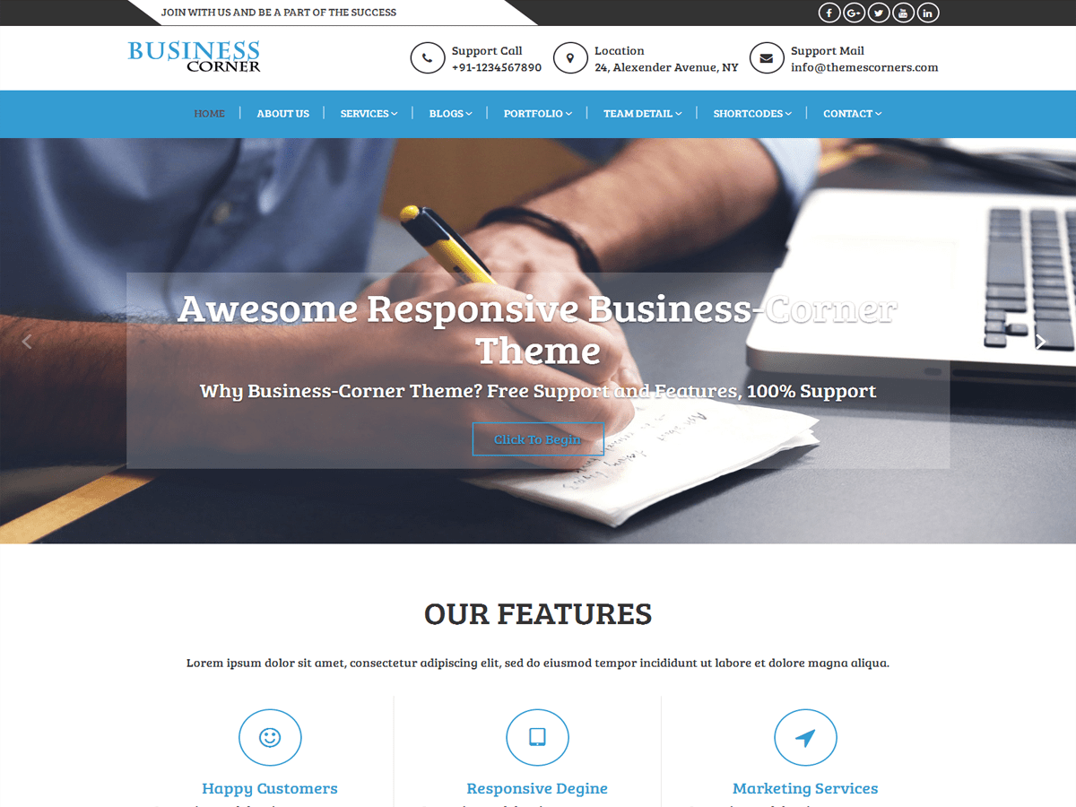 Business Corner theme screenshot