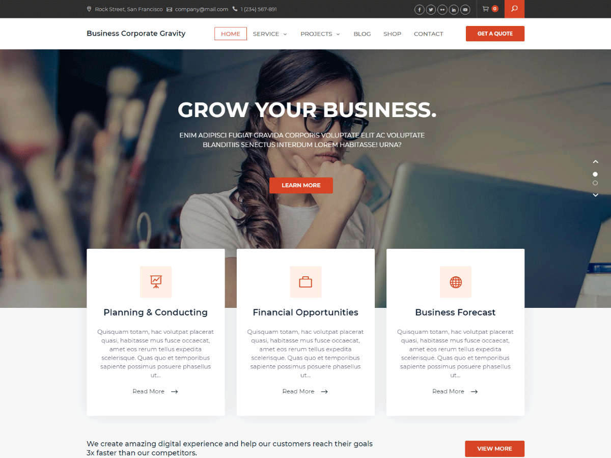 Business Corporate Gravity theme screenshot