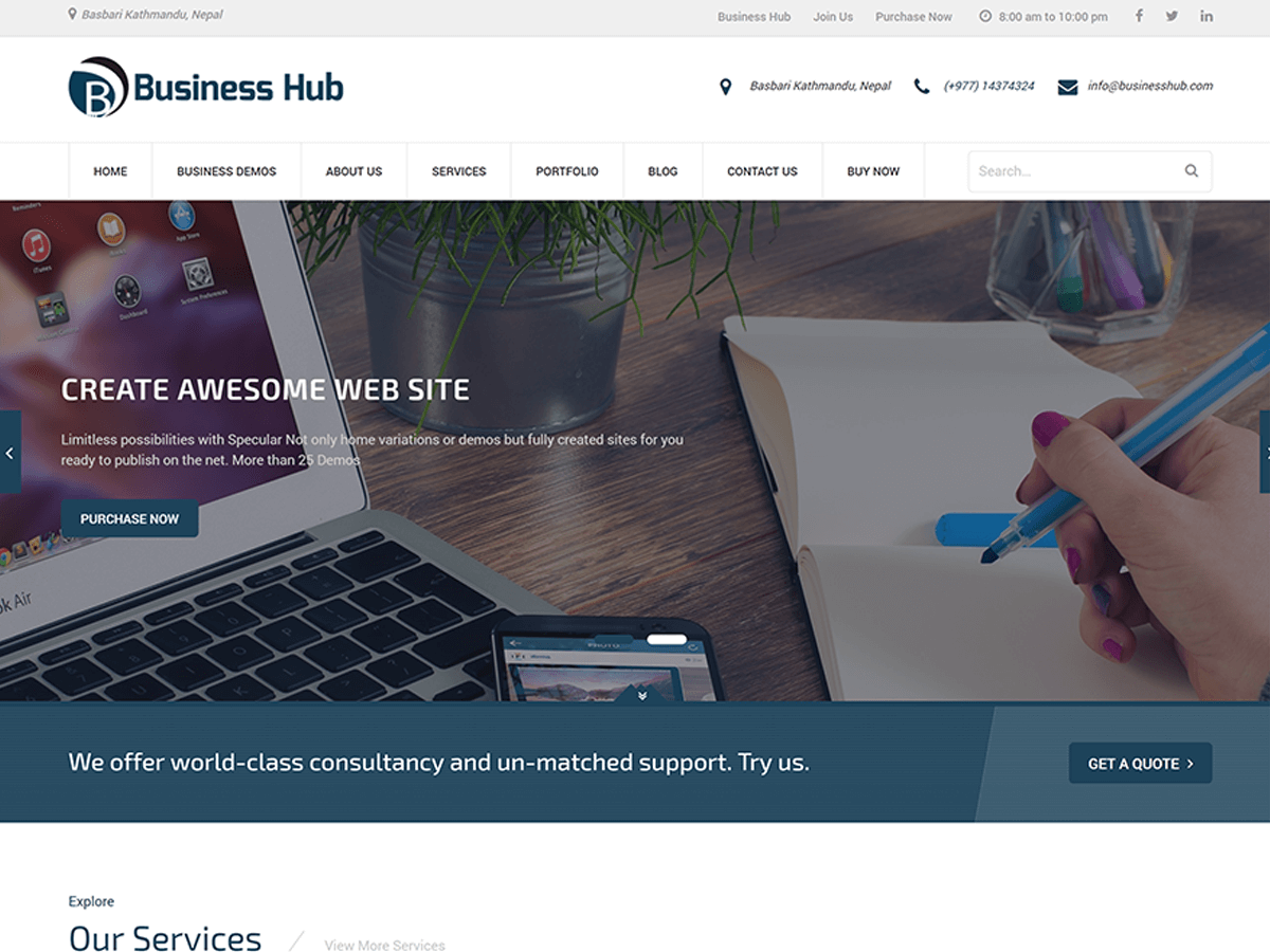 Business Hub theme screenshot