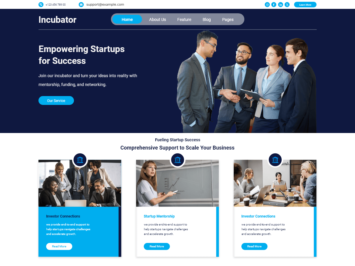 Business Incubator theme screenshot