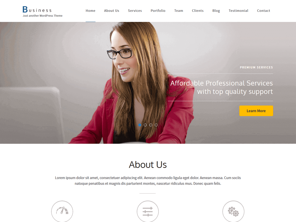 Business One Page theme screenshot