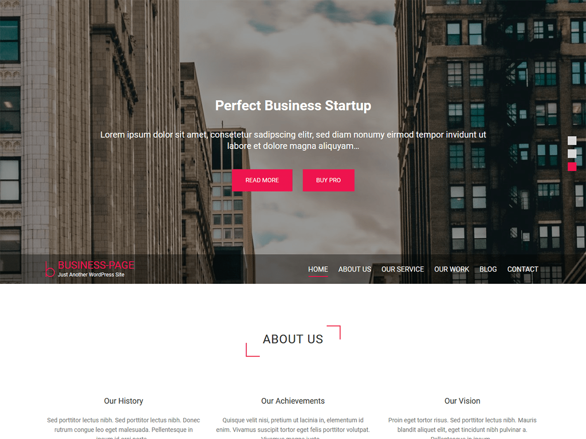 Business Page theme screenshot