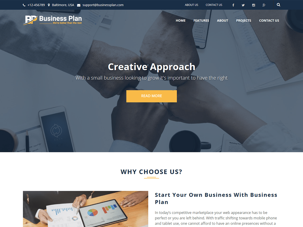 Business Plan theme screenshot