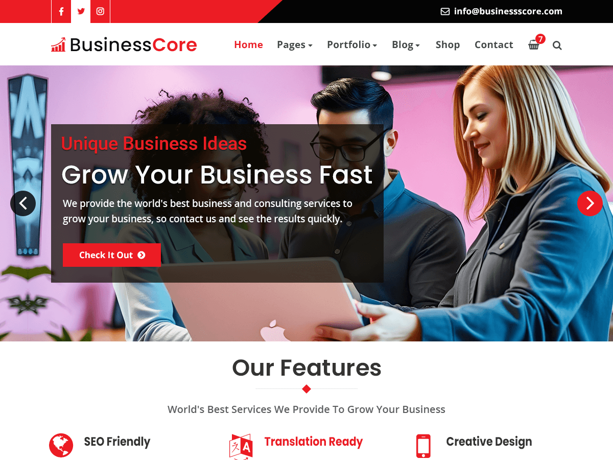 BusinessCore theme screenshot