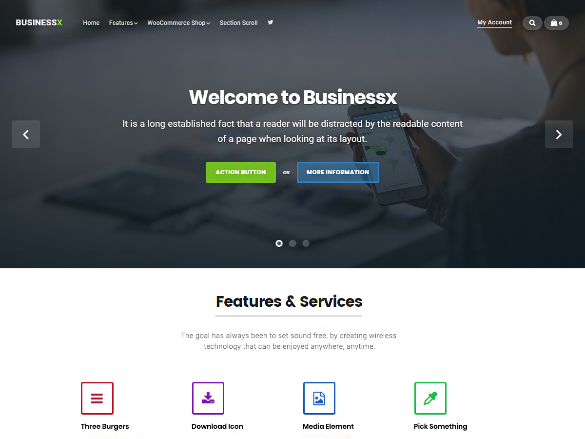Businessx theme screenshot