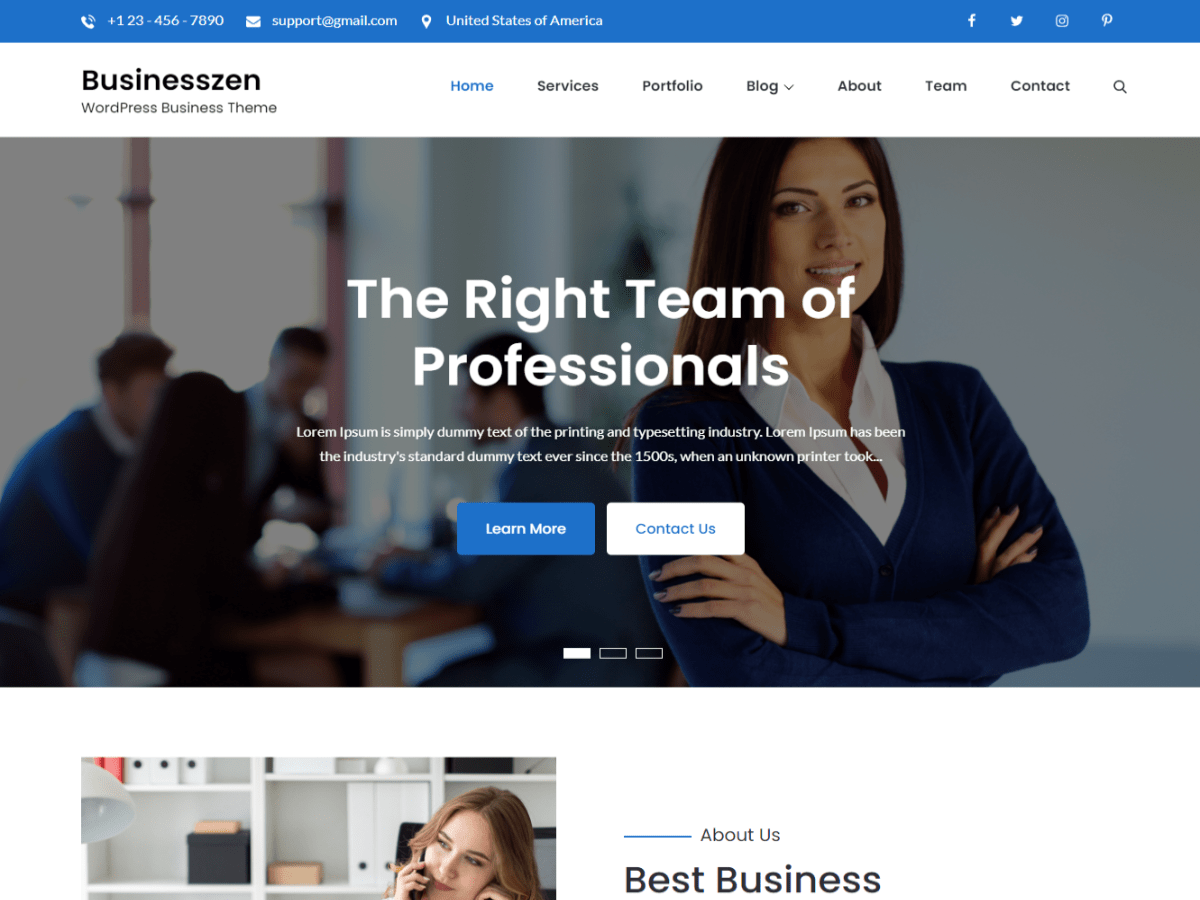 Businesszen theme screenshot